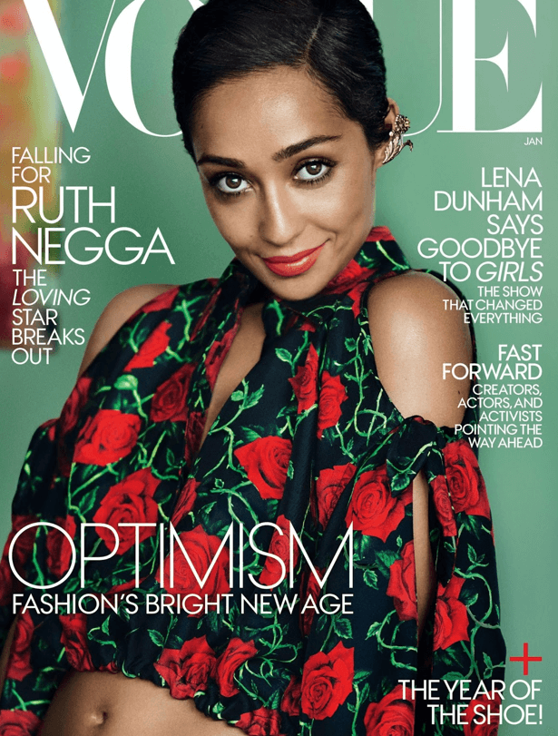 Ruth Negga on the cover page of Vogue 